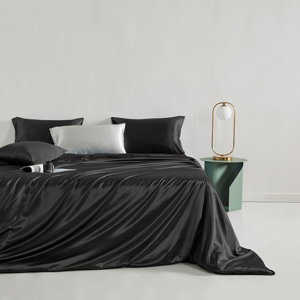 Zijden Dekbedovertrek Set Zwart - 22MM Satijn