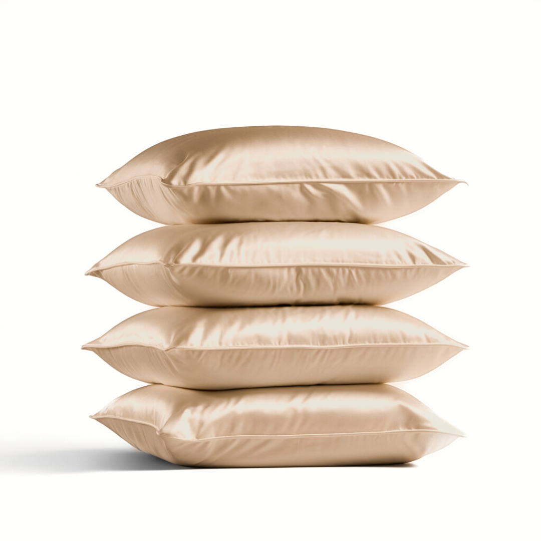 4x Zijden Kussensloop Donker Champagne - 22MM