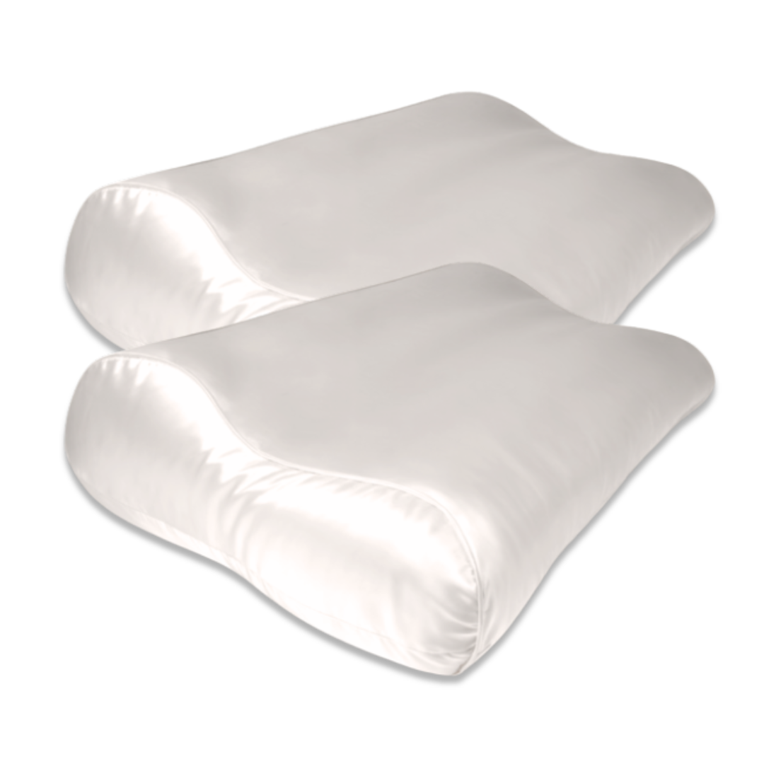 2x Zijden Kussensloop Ergonomisch Ivoor - 22MM