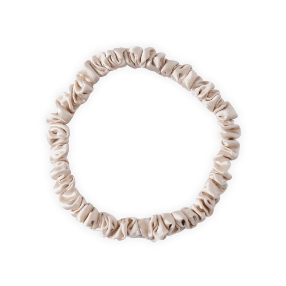 Zijden Scrunchies Donker Champagne Deluxe set van 5 - 22 Momme