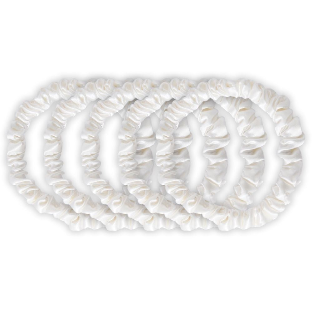 Zijden Scrunchies Ivoor Deluxe set van 5 - 22 Momme