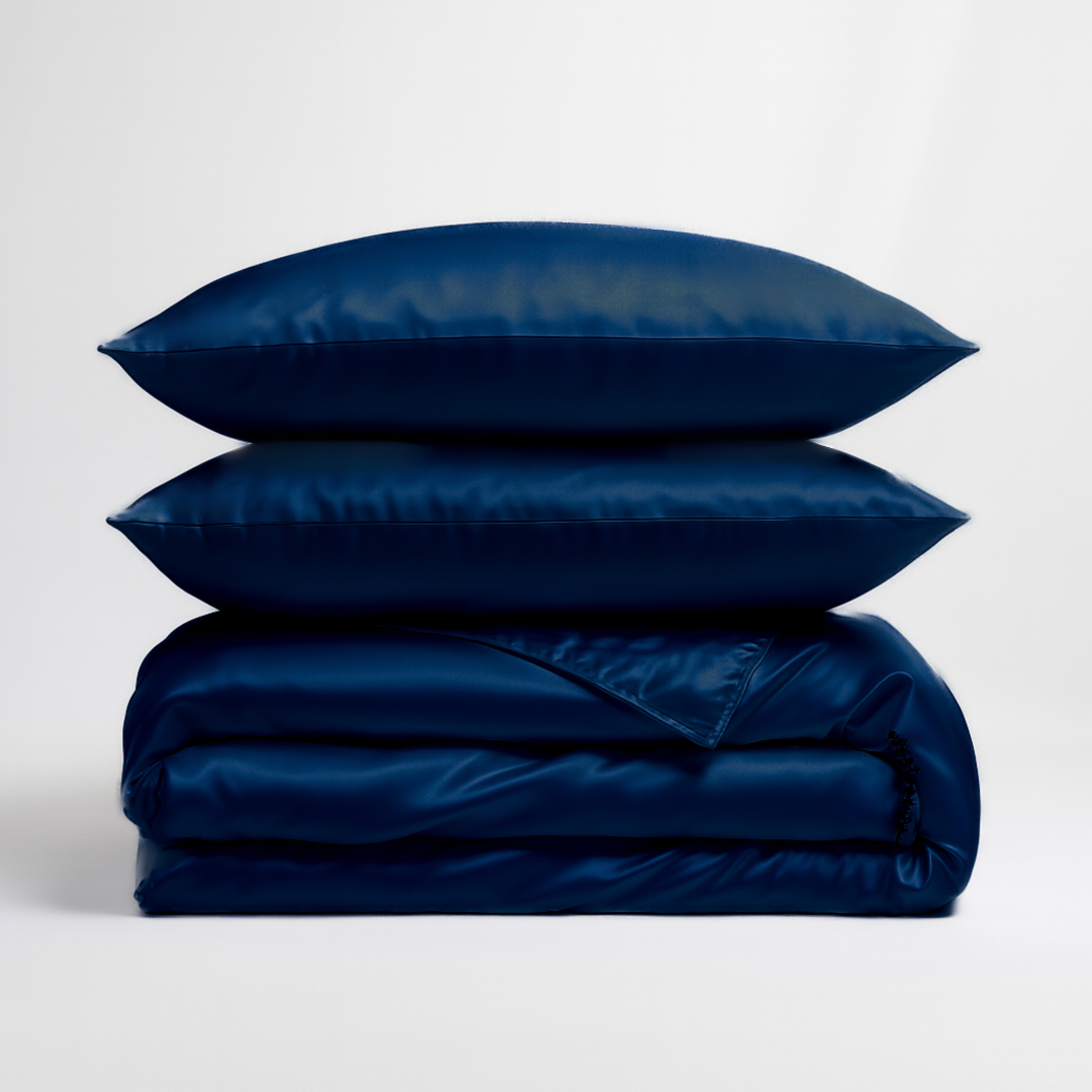 Zijden Dekbedovertrek Set Navy - 22MM Satijn