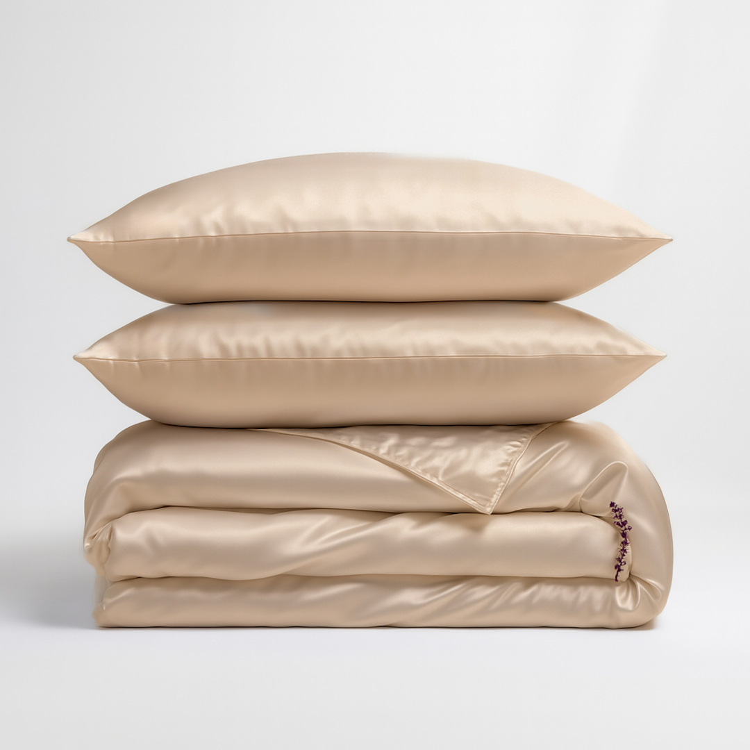 Zijden Dekbedovertrek Set Donker champagne - 22MM Satijn