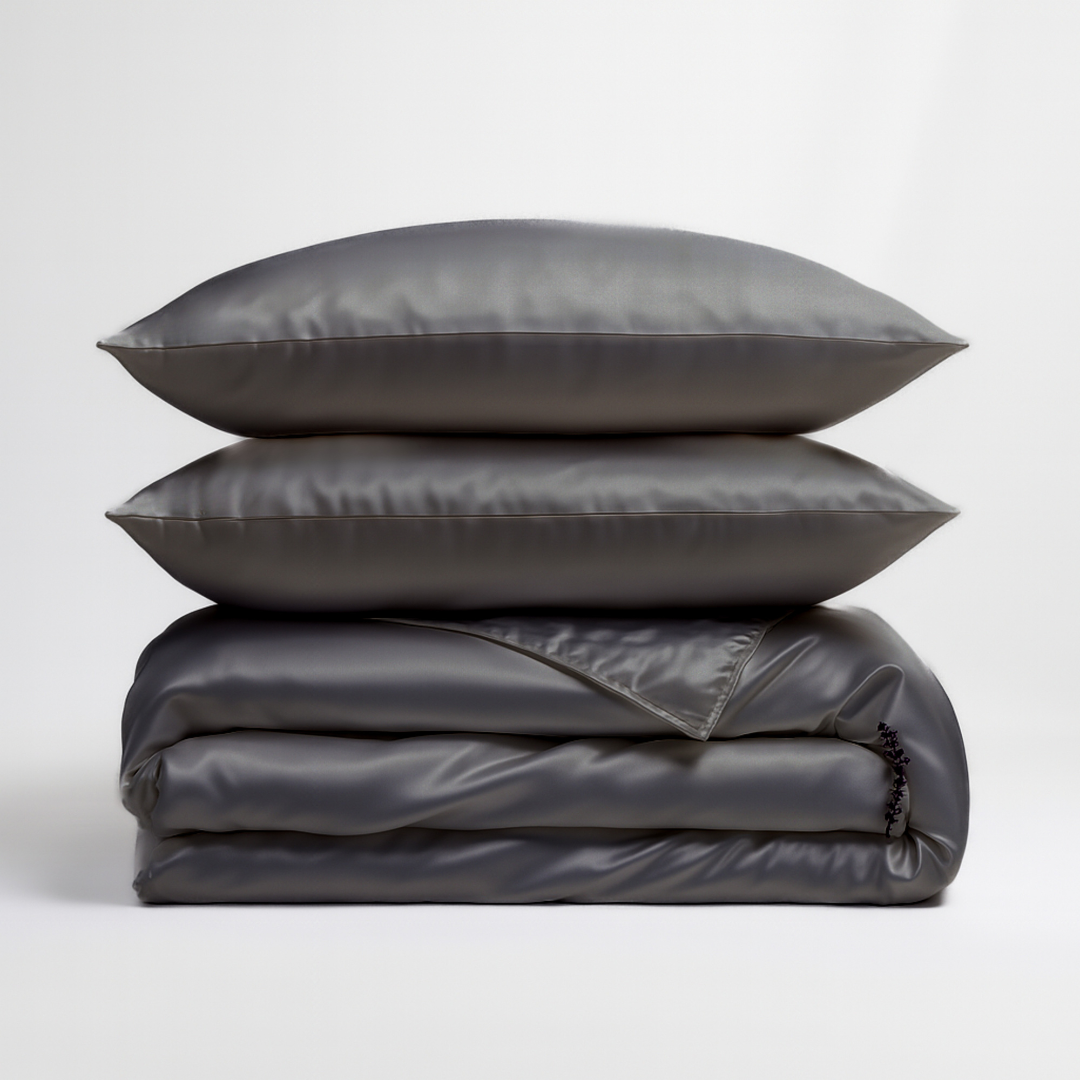 Zijden Dekbedovertrek Set Dark Stone - 22MM Satijn