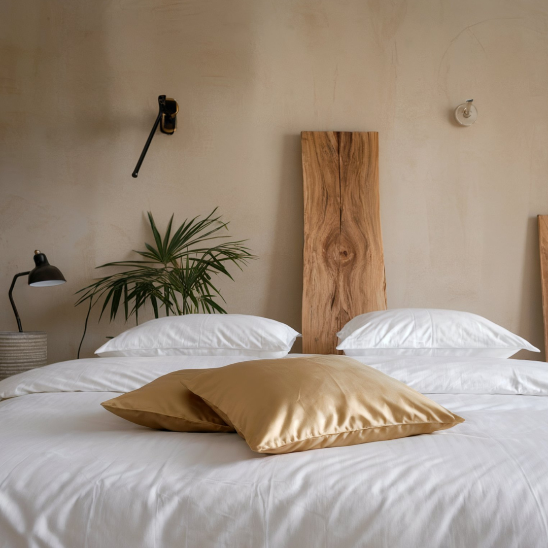 2x Zijden Kussensloop Goud - 22MM