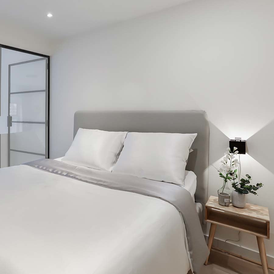 Zijden dekbedovertrek Ravel Ivoor & Grijs - 22MM