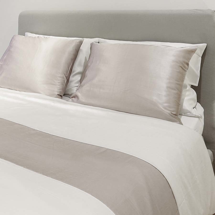 Zijden dekbedovertrek Rossini Ivoor & Taupe - 22MM