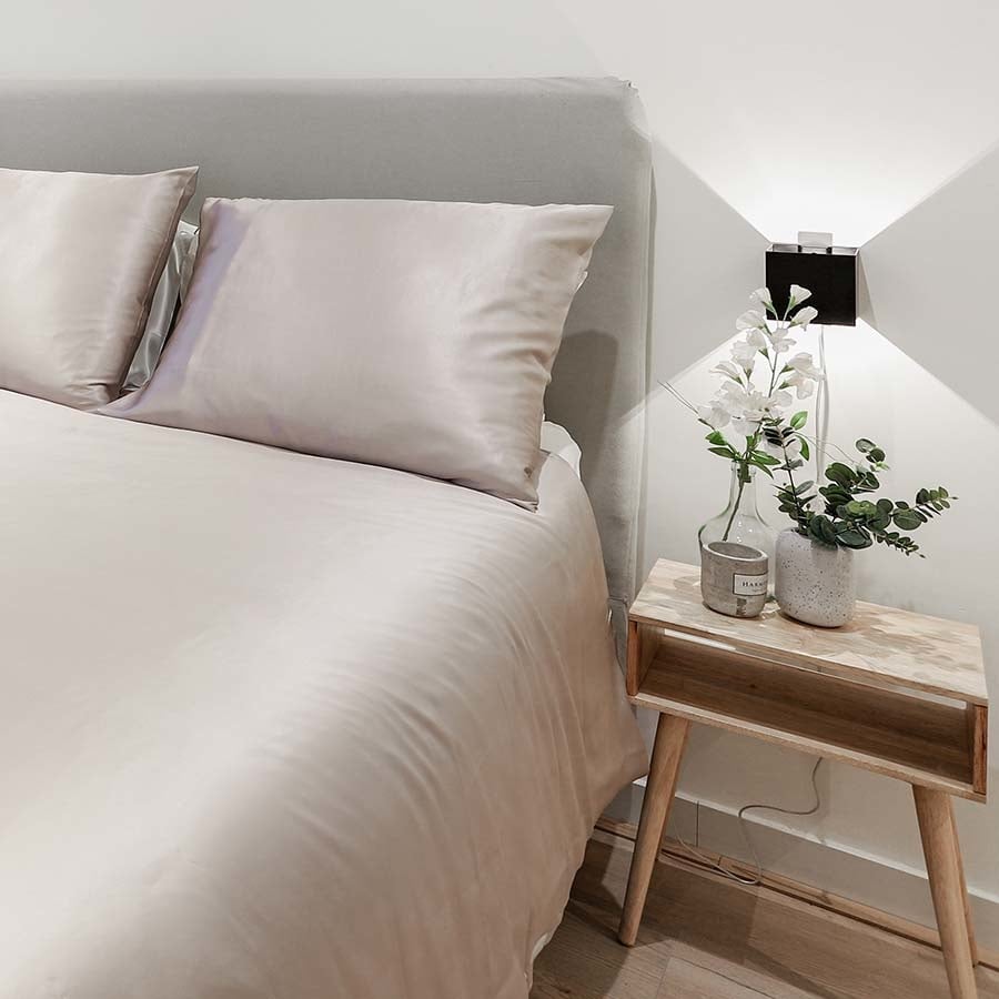 Zijden dekbedovertrek Verdi Taupe - 22MM