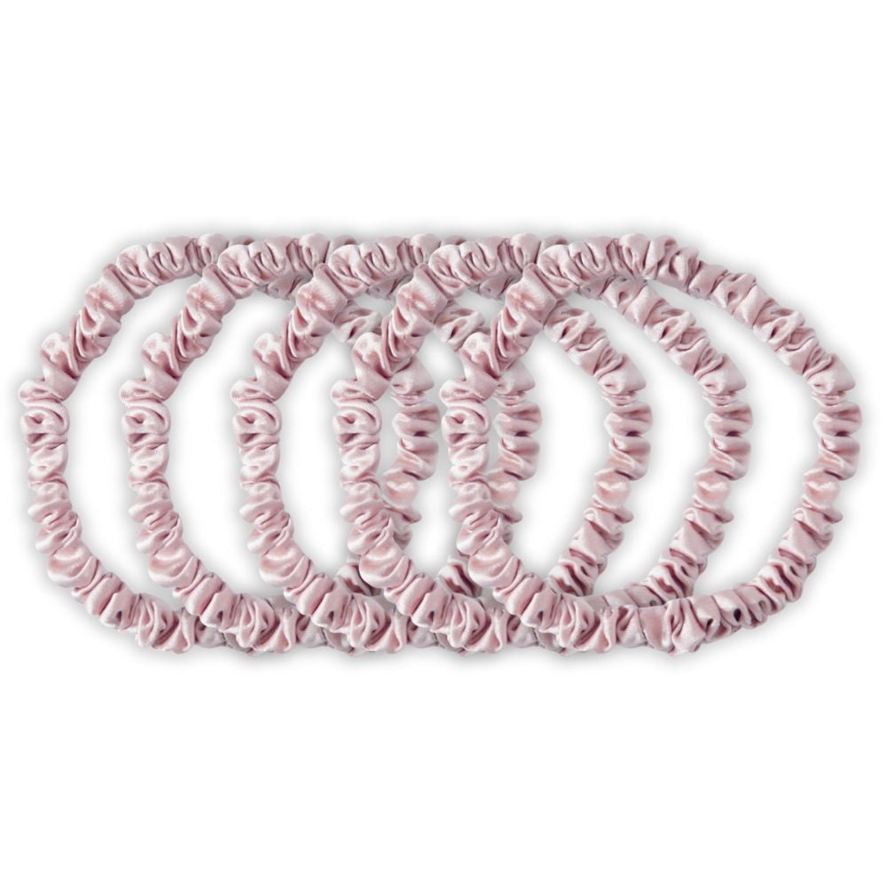 Zijden Scrunchies Vintage Roze Deluxe set van 5 - 22 Momme