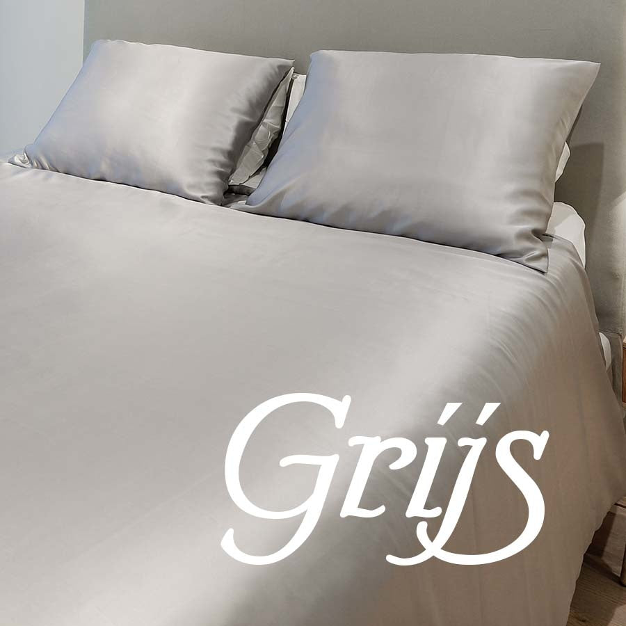 Zijden dekbedovertrek Rossini Ivoor & Grijs - 22MM