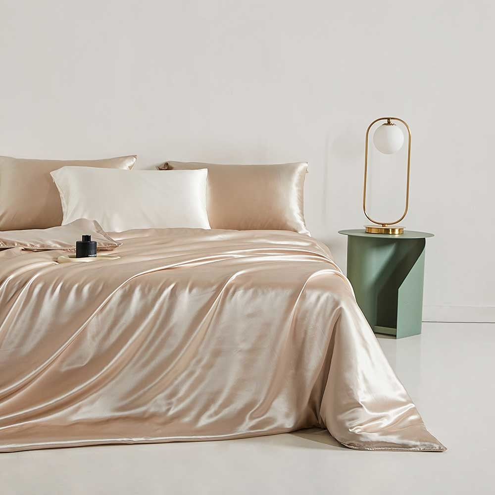 Zijden Dekbedovertrek Set Donker champagne - 22MM Satijn
