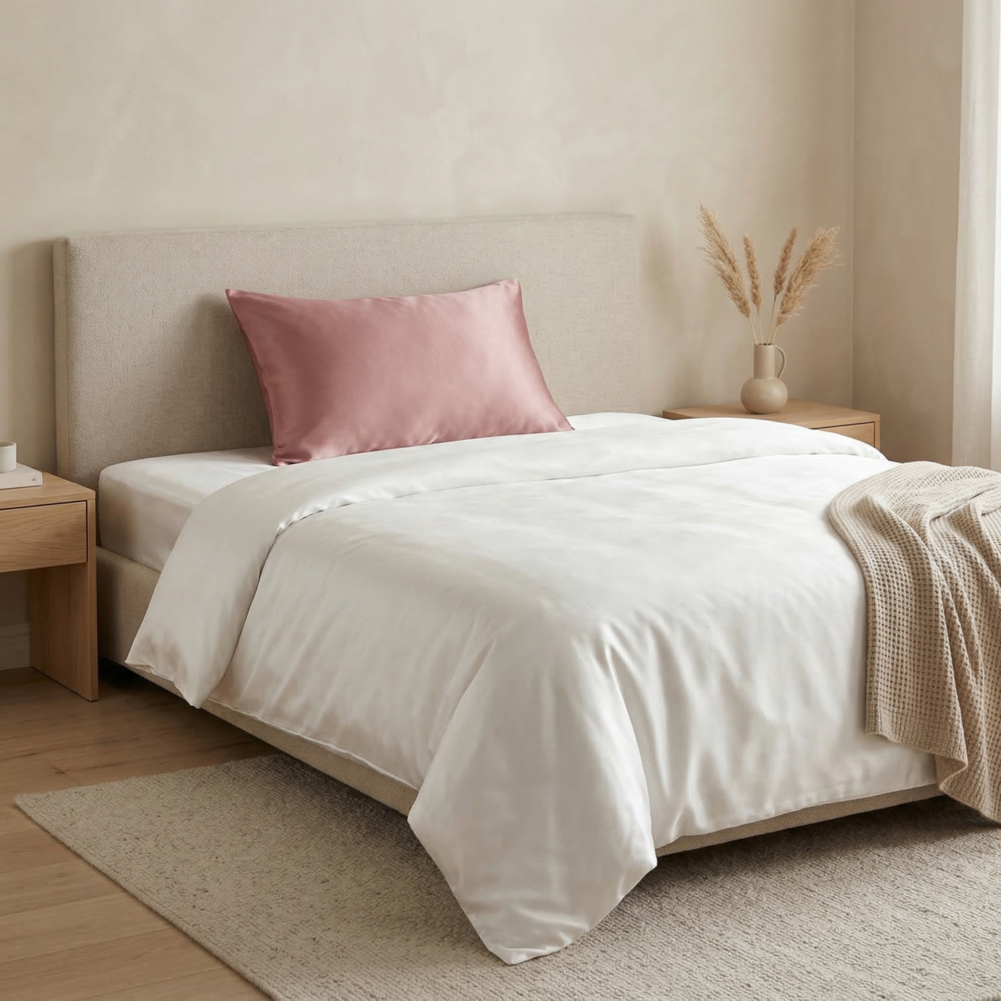 Zijden Kussensloop Blush Rose - 22MM