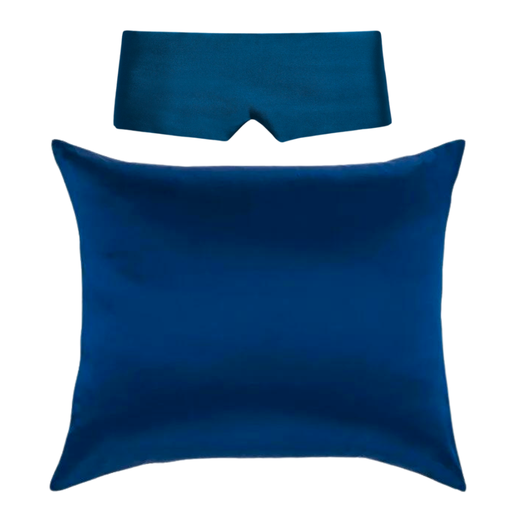 Perfect Sleep Set Blauw - Kussensloop & Slaapmasker