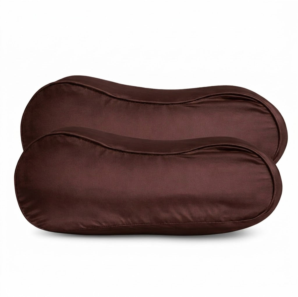 2x Zijden Kussensloop Ergonomisch Midnight Cacao - 22MM