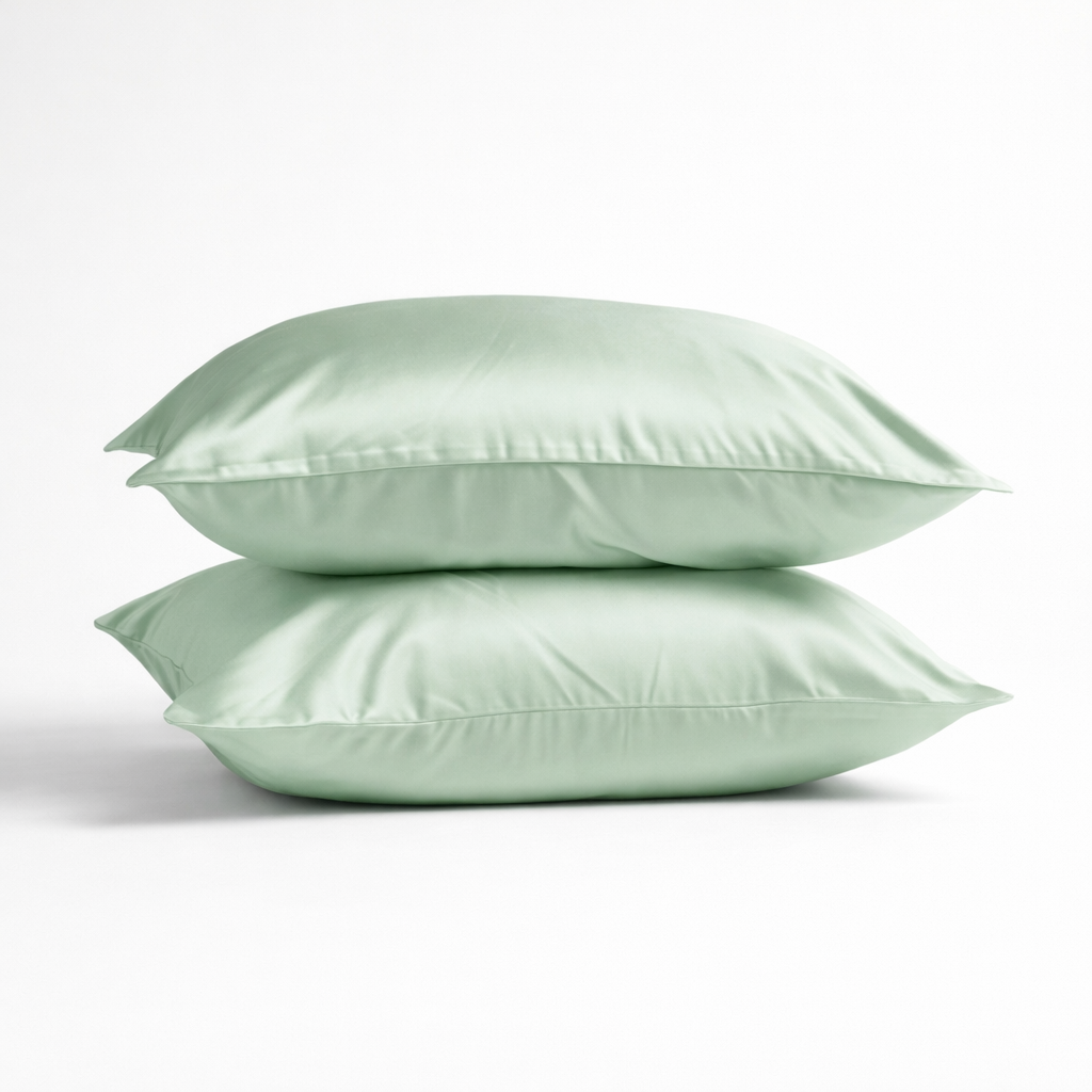 2x Zijden Kussensloop Soft Sage - 22MM