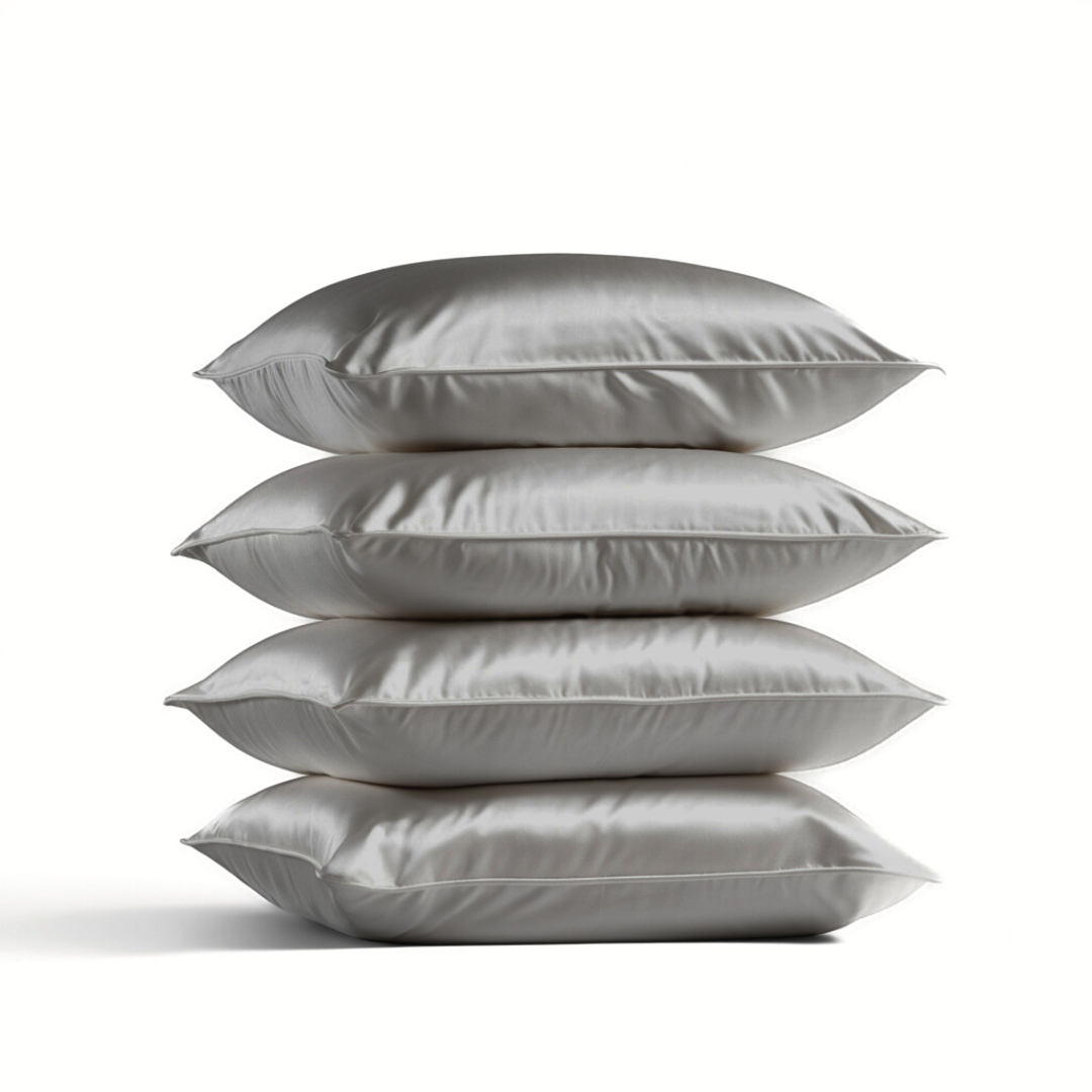 4x Zijden Kussensloop Licht Grijs - 19MM