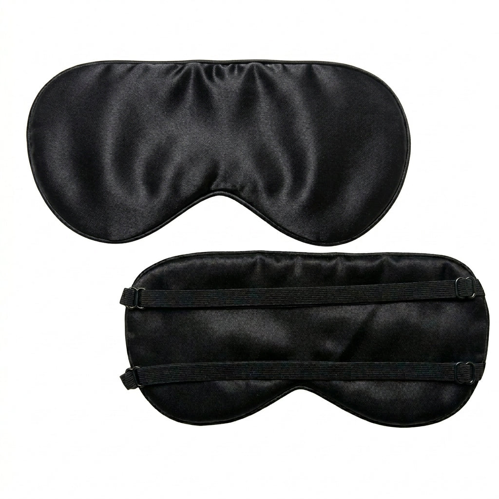 Luxe zijden slaapmasker - gevuld met zijde - Black Pearl