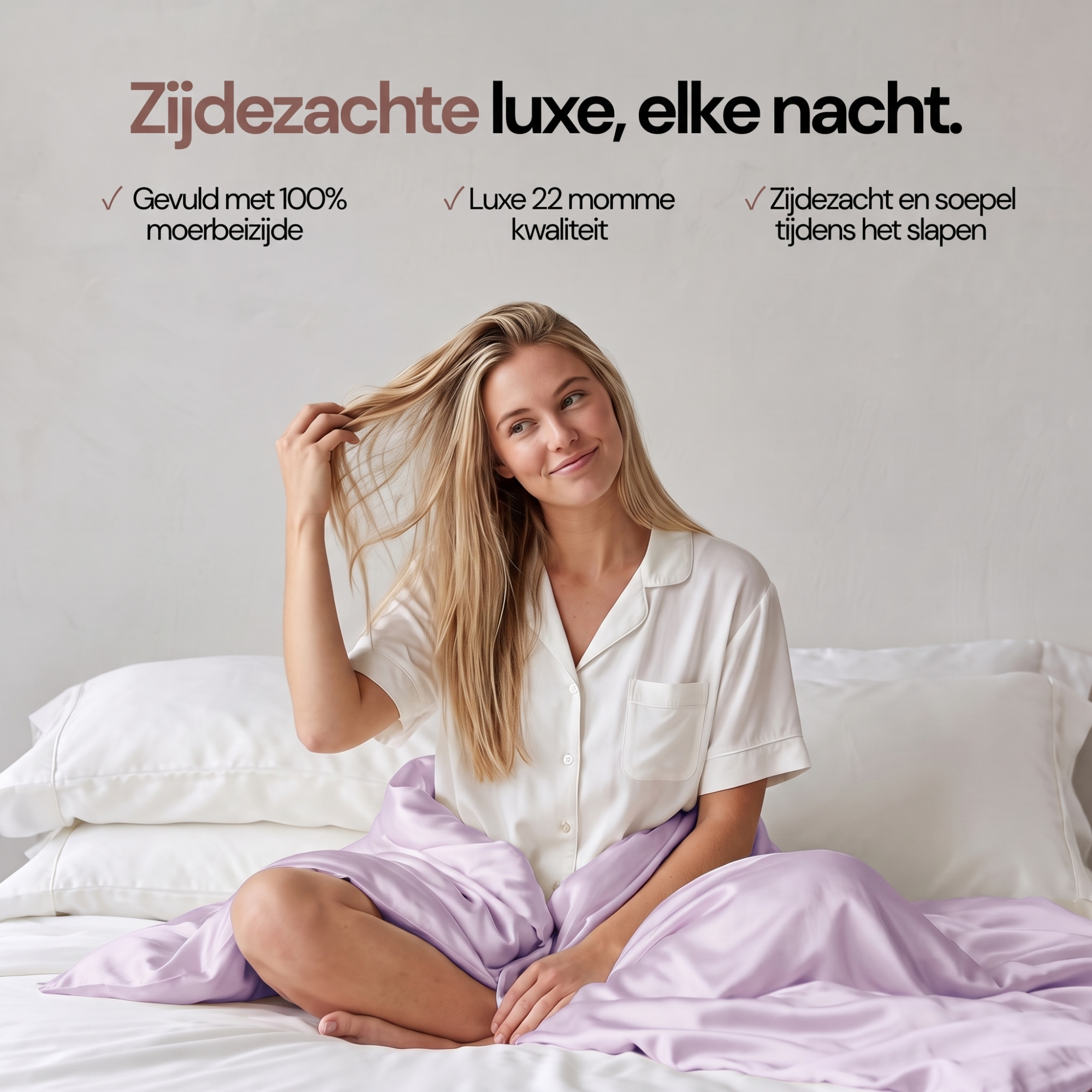 Zijden Dekbedovertrek Set Lavender Pearl - 22MM Satijn