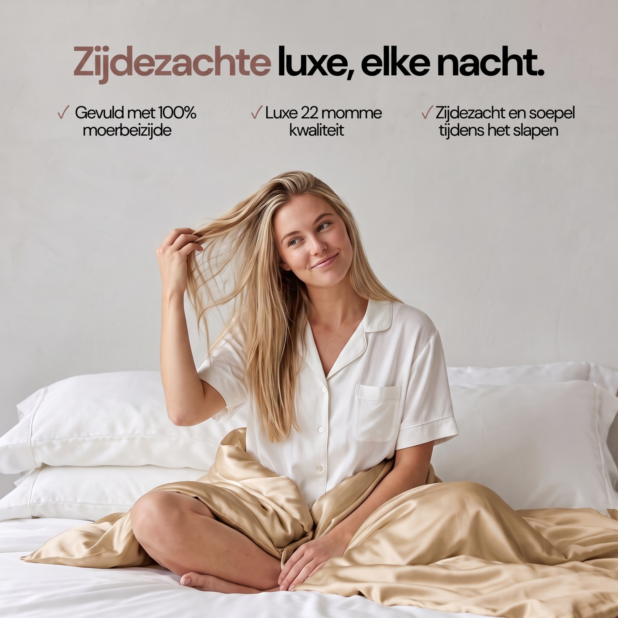Zijden Dekbedovertrek Set Peach Blush - 22MM Satijn