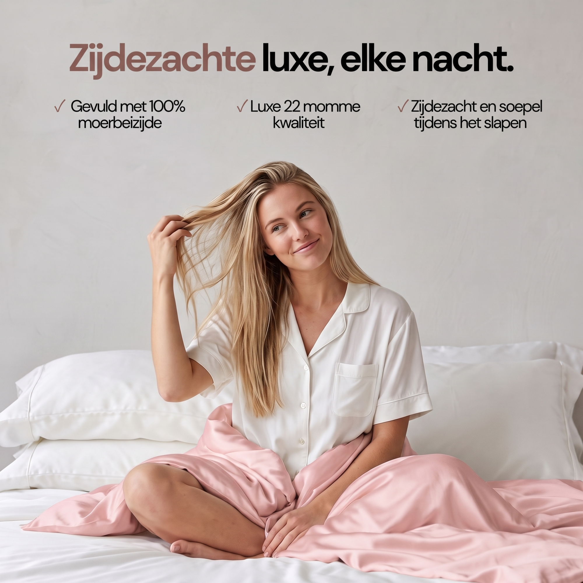 Zijden Dekbedovertrek Set Rosé Gold - 22MM Satijn