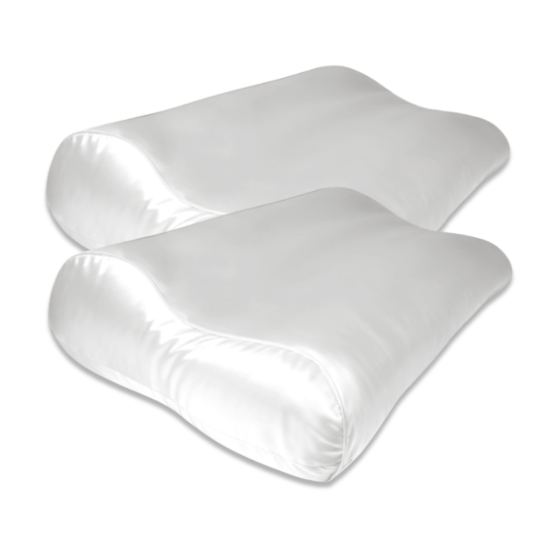 2x Zijden Kussensloop Ergonomisch Wit met Zilver Ionen - 22MM