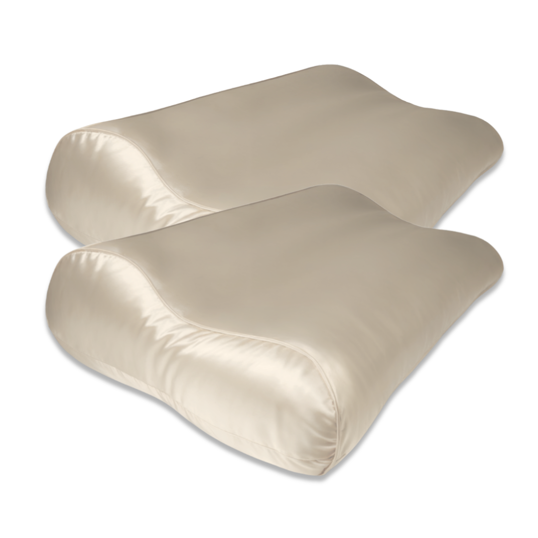 2x Zijden Kussensloop Donker Champagne Ergonomisch - 19MM