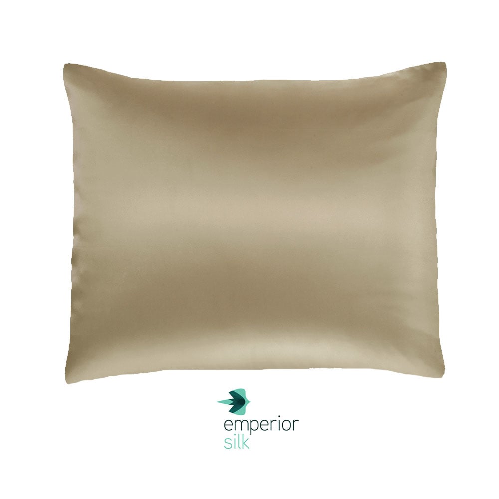 2x 100% Zijden kussensloop Verdi Taupe - 22MM extra zacht