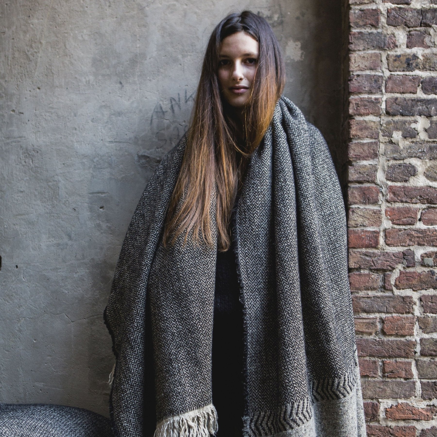 Libeco Linnen Plaid - Jules - Black herringbone