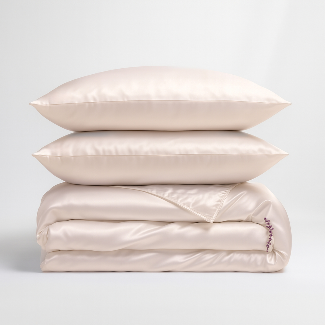 Zijden Dekbedovertrek Set Soft Ivory - 22MM Satijn